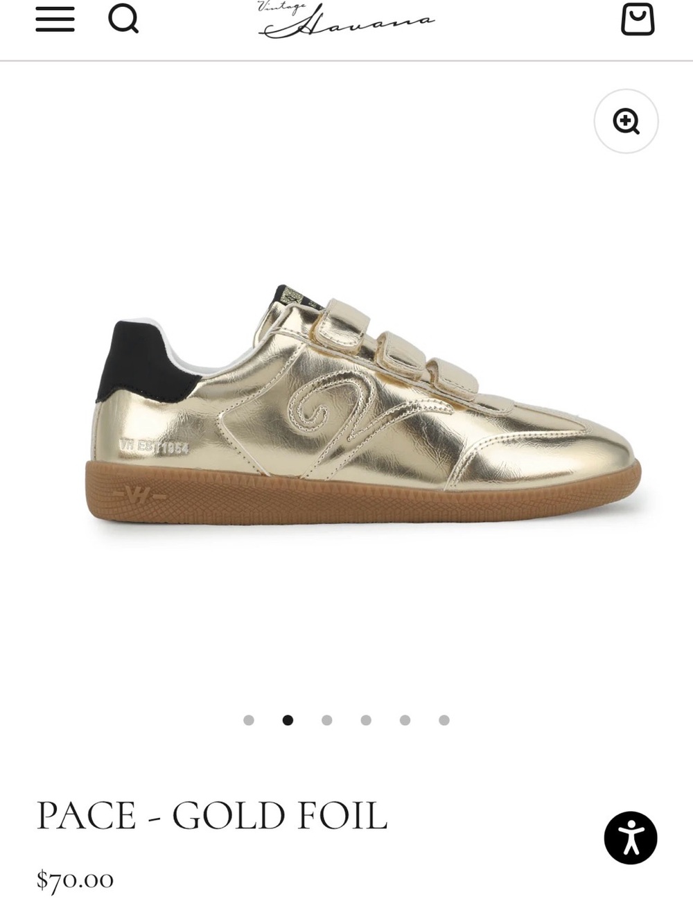 Vintage Havana Pace Gold Foil Velcro Sneakers + Shoe Box
